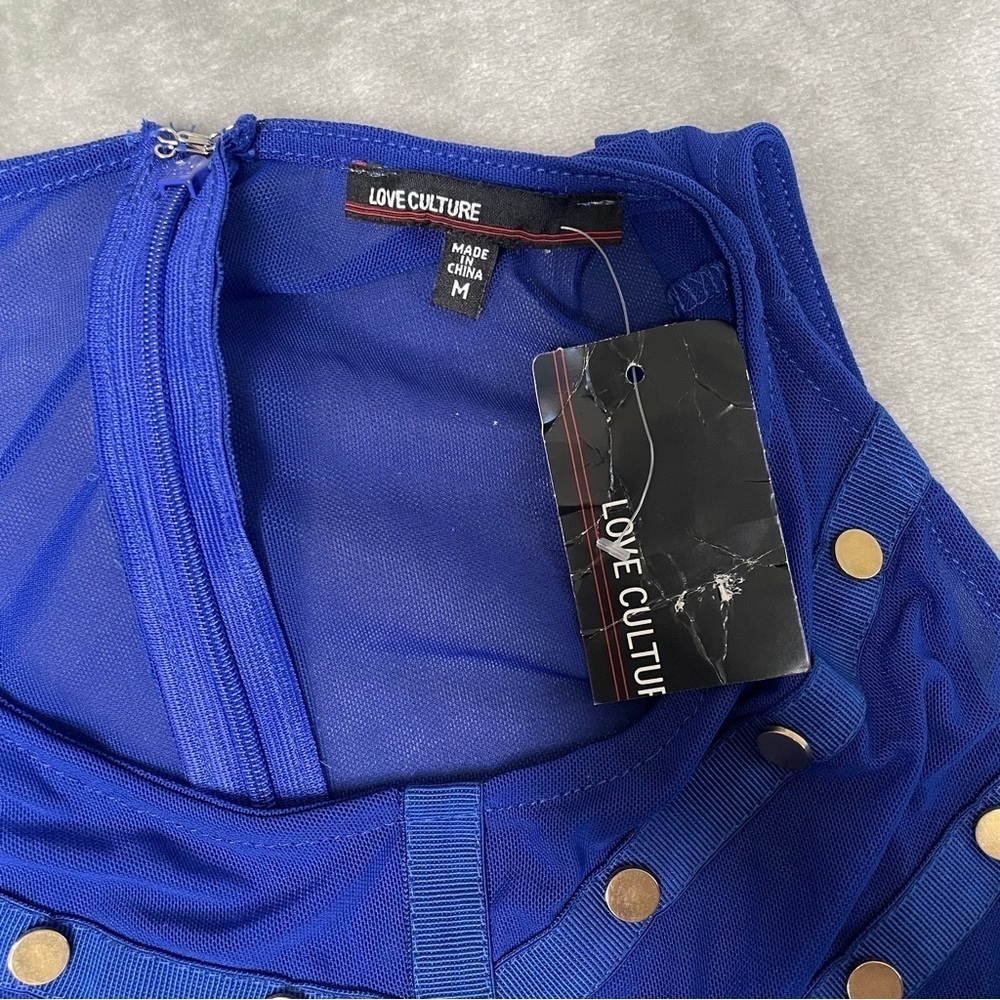 NWT Love Culture Studded Sheer Romper Royal Blue Size Medium Sexy Night Out - Picture 6 of 10